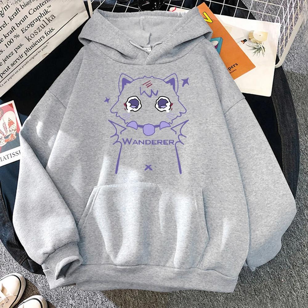Genshin Impact Scaramouche Cat Hoodie Cute Women Korea Kawaii Wanderer Hoodies Unisex Autumn Winter Casual Pullovers Sweatshirts