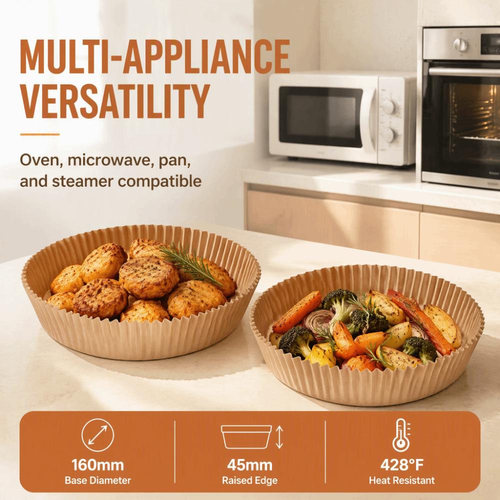 200pcs Non-Stick Surface Air Fryer Liner Unbleached Paper Non-Stick Paper Liner  Baking Roasting