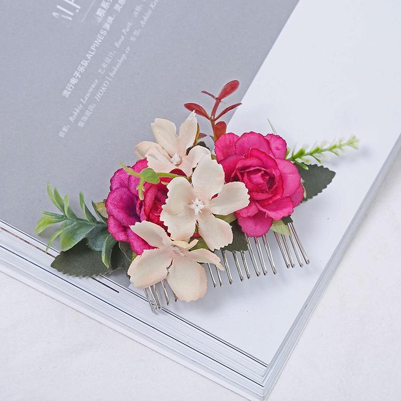 Bohemia Brides Wedding Flower Hair Comb Hairpin Bridesmaid Headdress Hair Combs Hair Accessories For Women Girls Floral Hairpins
