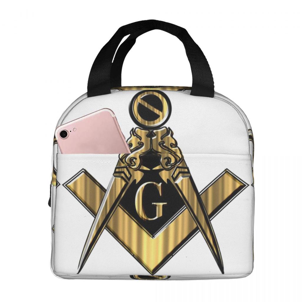Masonic Freemason Insulated Lunch Bag for Women Kids Portable Food Boxes Thermal Lunch Box Tote