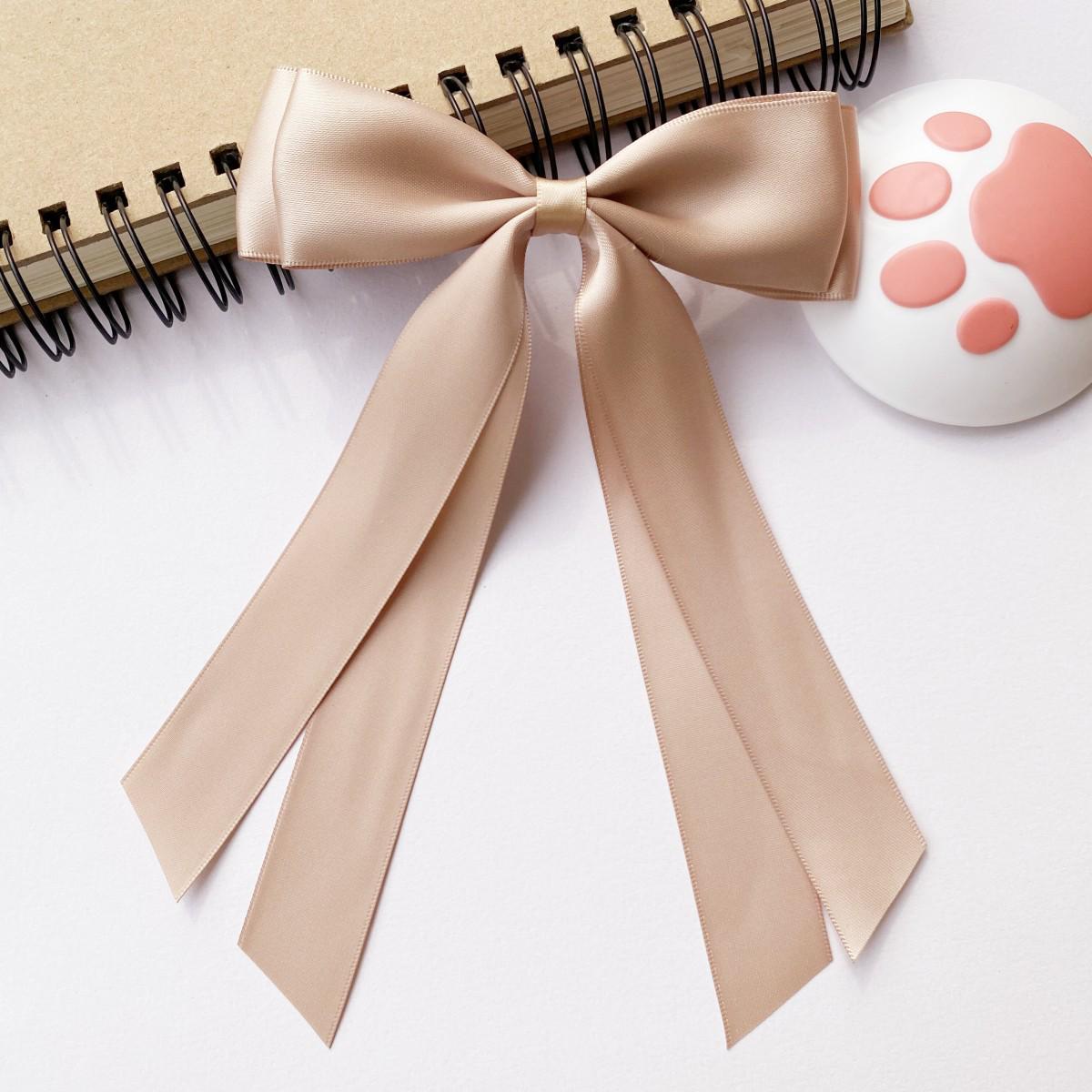 Large Double-Sided Satin Ribbon Bow Hair Clip - Princess Ballet Style