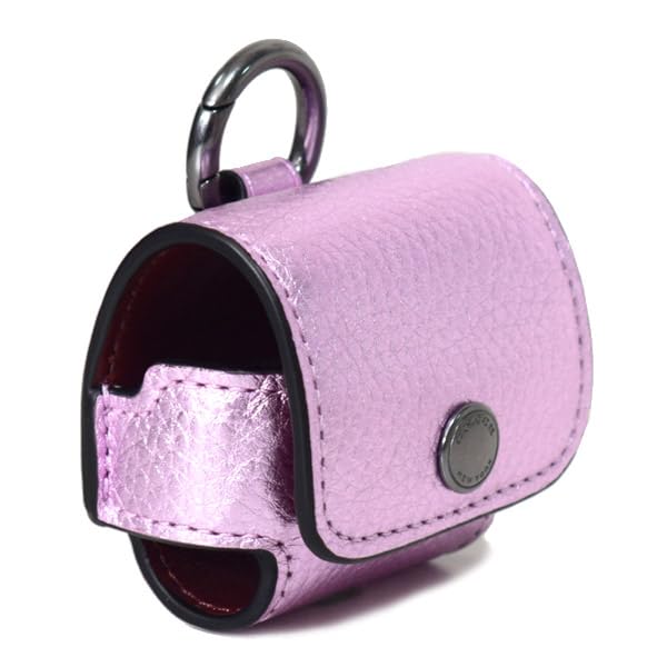 Keychain Pebble Leather Air Pods Pro Case Bag Charm Keychain Metallic Lilac CP197 [Coach] [Item]
