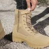 Chaussures de randonnée d'extérieur pour hommes Bottes en cuir montantes Bottes tactiques militaires Chaussures noires à semelle épaisse Résistantes à l'usure Zapatillas Homme