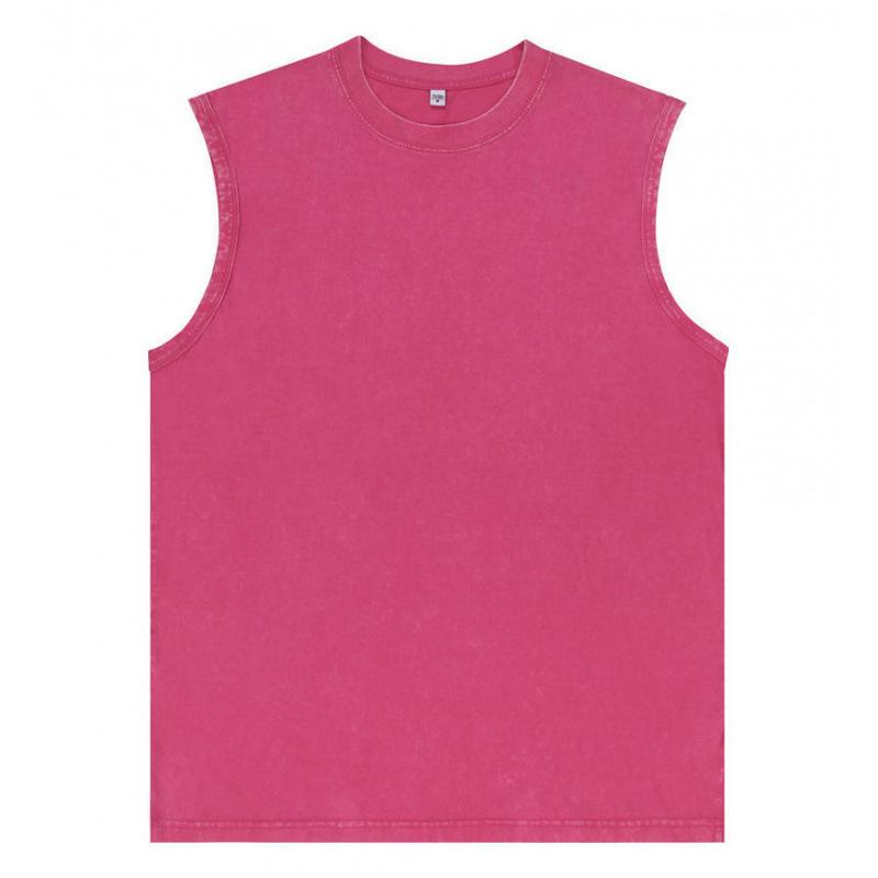 Men's Washed Cotton Sleeveless T-Shirt Crew Neck Loose Fit Workout Tank Top