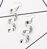 New Fashion Personality Wild Spiral Geometric Earrings Long Ring Frosted Gold And Silver Two- Wild Earrings