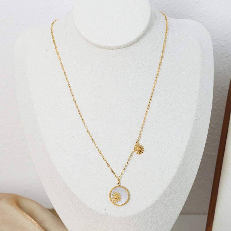 

Позолоченная титановая сталь, ожерелье с подвеской в виде морской раковины, в минималистичном французском дизайне