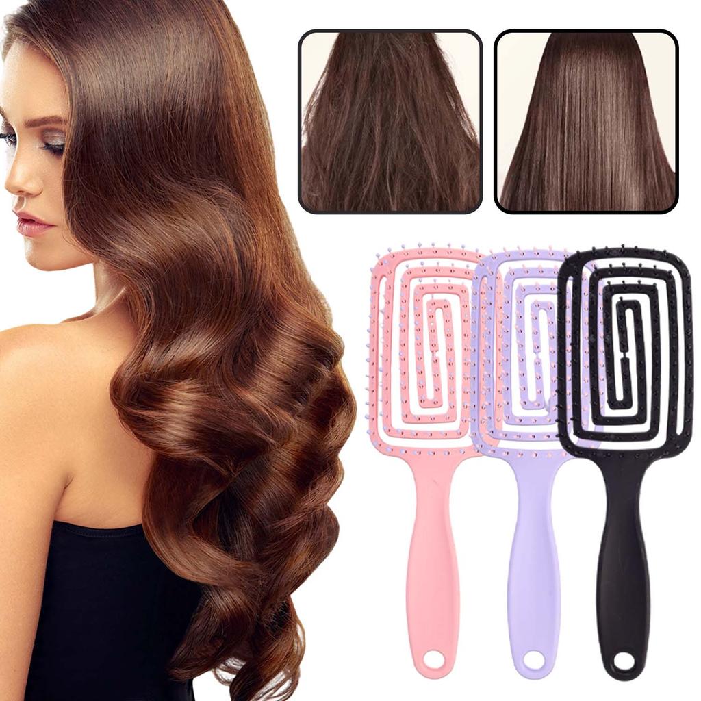 1Pcs Elastic Massage Comb Hollow Cushion Hair Brush Scalp Massage Combs Hair Styling Detangler Fast Blow Drying Detangling Tools