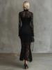 Elegant Party Black Elastic Lace Fishtail Long Dress