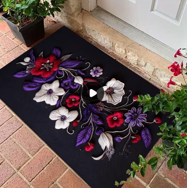 2D Flat Printing Floor Mat with White Daisy Non Real Embedding Kitchen Corridors Bedroom Entrances Floor Home Decoration Mats