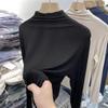 Women's Double-Sided Plush High-Neck Long-Sleeve Base Layer Shirt, Warm Slim-Fit Solid Color for Inner Wear.