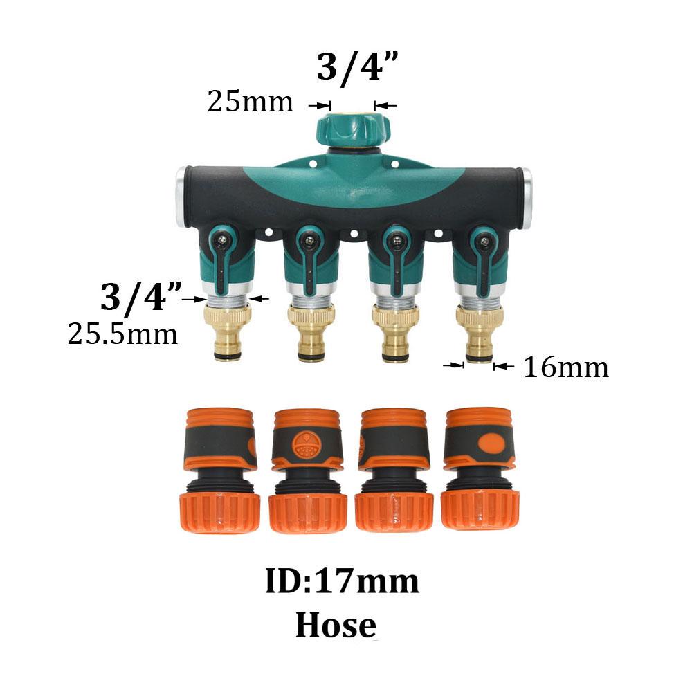 Brass 3/4 Inch Thread 2- Way Garden Tap Water Splitter Copper Y Irrigation Valve 5/8" Quick Connector Cranes Adapter 1pcs