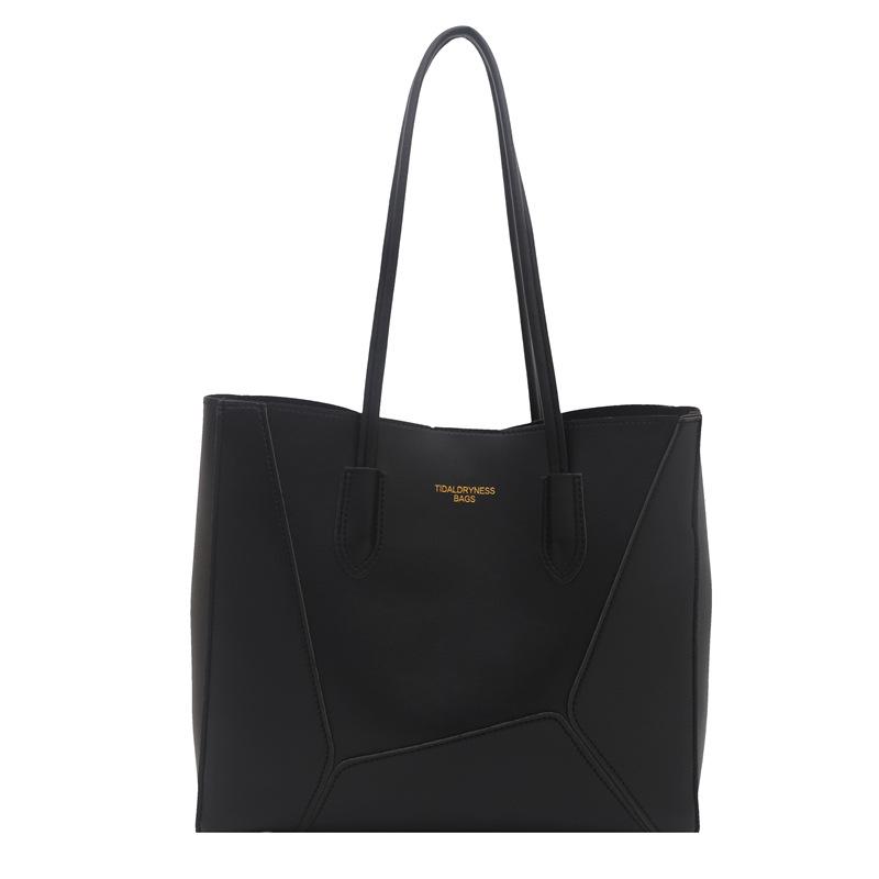 

Large-capacity bag women s spring new simple and versatile shoulder bag is now popular commuter tote bag чёрный