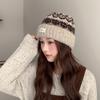 New Fair Isle Style Knitted Hat for Women in Autumn and Winter Loose Large Head Circumference Cold Hat Warm Ear Protection Hat Revealing Face Wool Hat