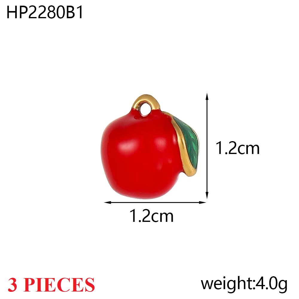 3PCS/LOT CARLIDANA Enamel Fruit Mushroom Charms Pendants Stainless Steel DIY Necklace Jewelry Making Accessories