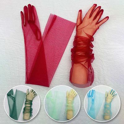 1 Pair Elegant Sunscreen Gloves Summer Thin Fashion Women's Gloves Long Gauze Polyester