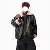 Herren Retro Lammwolle Leder Reversjacke - Gepolstert, Verdickt, Cooler Patchwork-Stil