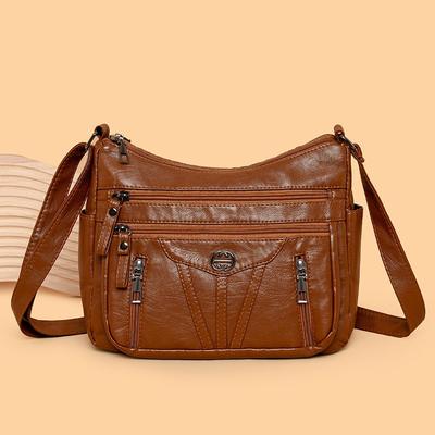 Chinesische Damentasche Neuer Damenrucksack aus weichem Leder Großes Fassungsvermögen modische und schlichte mehrlagige Schulter-Umhängetasche