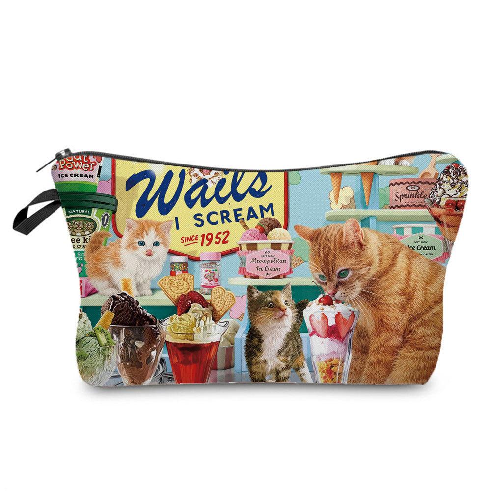 Kvinnor Diverse Kattryck Kosmetikaväska Toalettartiklar Organisera Reseförvaringsfodral 6404