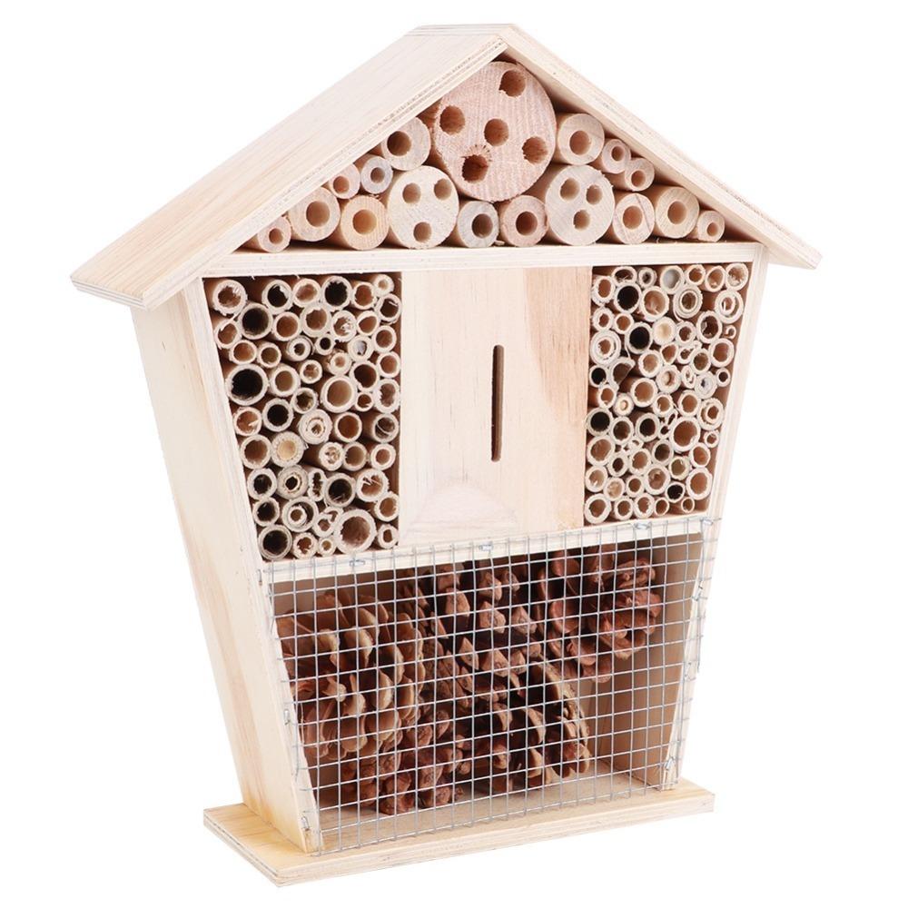 Non Toxic Wooden Small Garden Fauna House Pine Wood Insect Bee House Garden Decoration