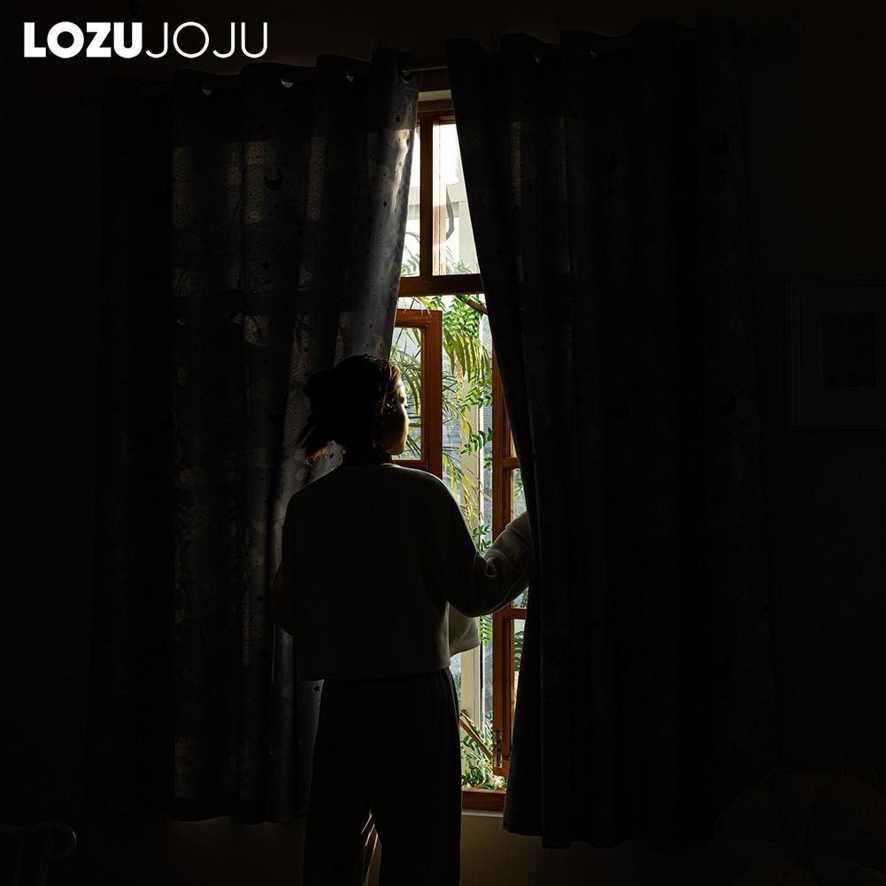 1PC LOZUJOJU 70-80% Blackout Night Sky Pattern Printed Short Curtain for Bedroom Living Room Home Decor