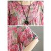 DIMANAF 2025 Women Summer Dress Basic Vintage Printing Floral Casual Oversized Long Loose Dress Plus Size