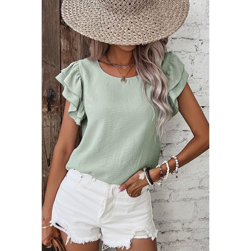 Summer Pullover Short-sleeved Women's Fashion Round Neck Short-sleeved T-shirt