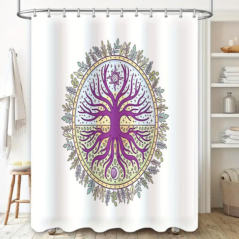 Botanical Shower Curtain Nature Themed Backdrop Floral Decor Forest Pattern Mystic Vibes Cottagecore Aesthetic Bohemian Shower C