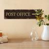 Vintage Metal Post Office Sign – Rustic Arrow Plaque, Gold Lettering, Weathered Retro Wall Decor for Cafe