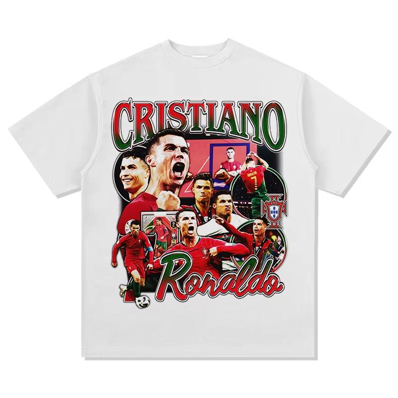 

2025 Summer Fashion New Vintage C Ronaldo Cotton Printed Short Sleeve T-Shirt Football Star Summer Adult Crew Neck T-Shirt 4XL