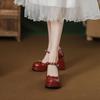 Burgundy temperament is not tired of feet high heels women's autumn 2025 new versatile thick heel Mary Jane single shoes