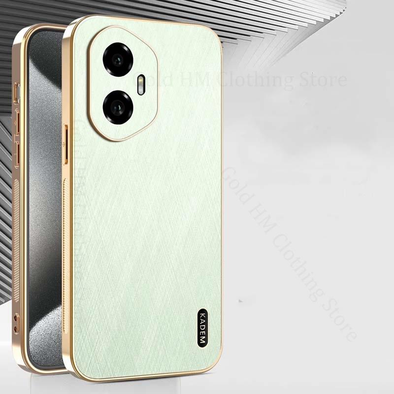 

Gold Silk Leather Texture Plating Phone Case For Honor 300 Ultra 200 Pro X60 Pro 6D Electroplated Tough Cover Magic 7 Pro 6 Pro For Magic 6 зелёный