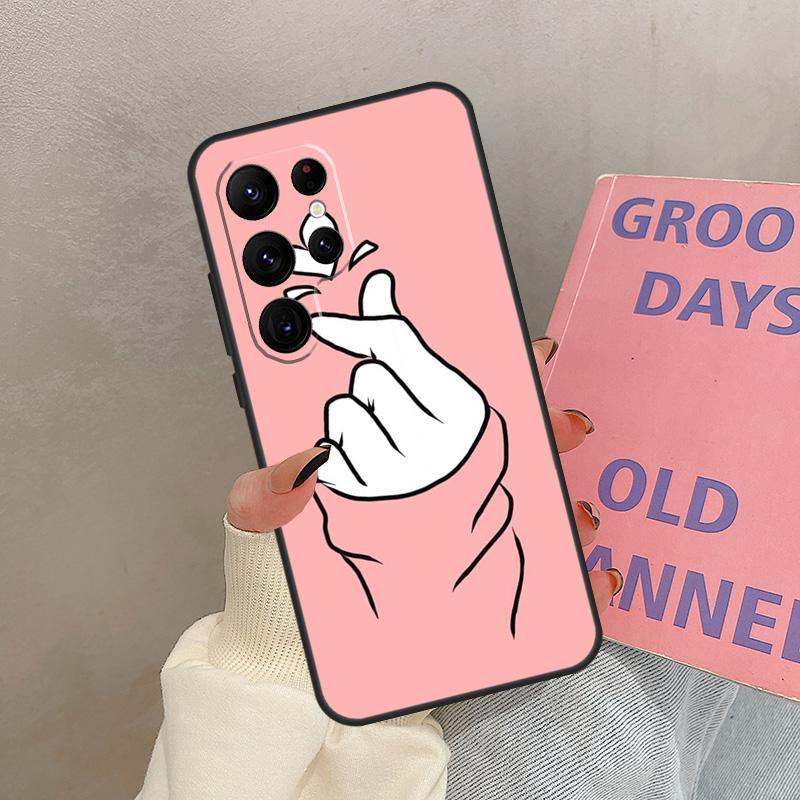 Kpop Hand Finger Heart Case For Samsung Galaxy S21 S22 S23 S24 S25 Ultra S9 S10 S25 Plus S20 FE S25 FE Cover Coque