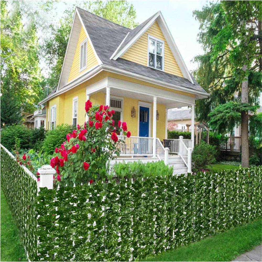 0.5x1m Dark-Colored Pothos Leaves Artificial Hedge Privacy Screen Garden Yard Faux Leaf Fence Barrier