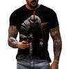 European and American Fashion Retro Spartan Warrior Graphic T-shirt For Men New Trend Casual 3D Printed Cool Personality Tee Top