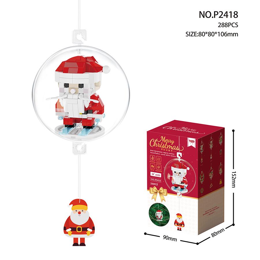 Non-Toxic Christmas Pendant Ball Building Blocks Mini Bricks Bell Snowman Santa Claus Christmas Tree Decorations For Home Christmas Gifts