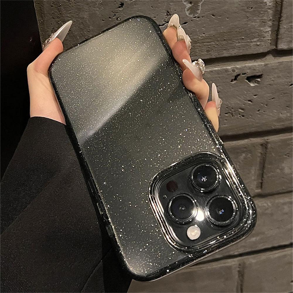 Luxury Transparent Glitter Bling Case For iPhone 11 12 13 14 15 16 Pro Max X XR XS 7 8 Plus Clear Soft Shockproof Bumper Cover