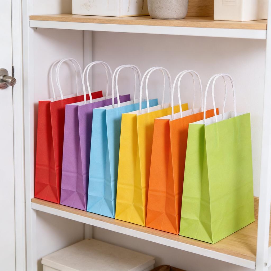 6pcs Kraft Paper Handbags, Small Gift Bags - Durable, Reusable, and Stylish Shopping Totes with Handles, Perfect for Groceries