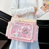 Y2k Itabag Lolita Girl Transparent Pocket Display Handbag Japanese Tote Bag Preppy Style Commuter ShoulderBag Lace Crossbody Bag