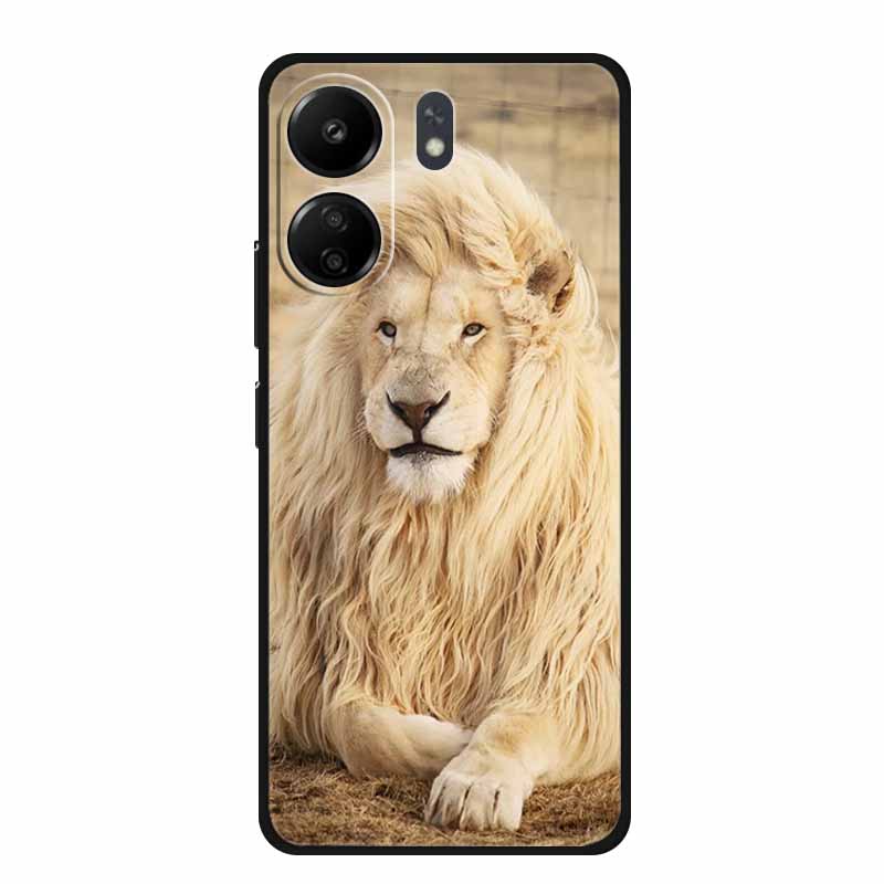 Phone Cases for Redmi 13C 13R Soft Silicone TPU Cover for Xiaomi Redmi13 C R Animal Wolf Funda Vividly Lion Tiger Capa 13 C R