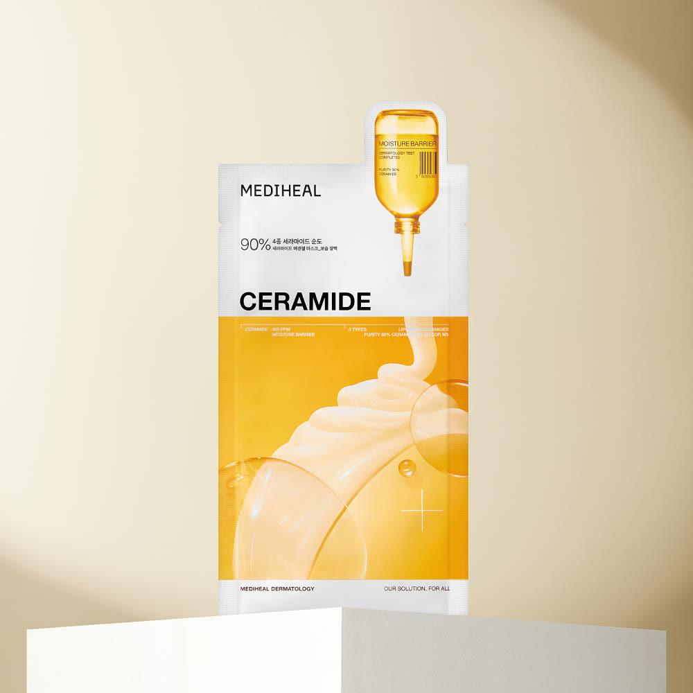 MEDIHEAL Essential Mask Ceramide Barrier Repair Moisturizing Sheet Mask 10 Sheets (24ml × 10) 1 Box (10 Sheets)
