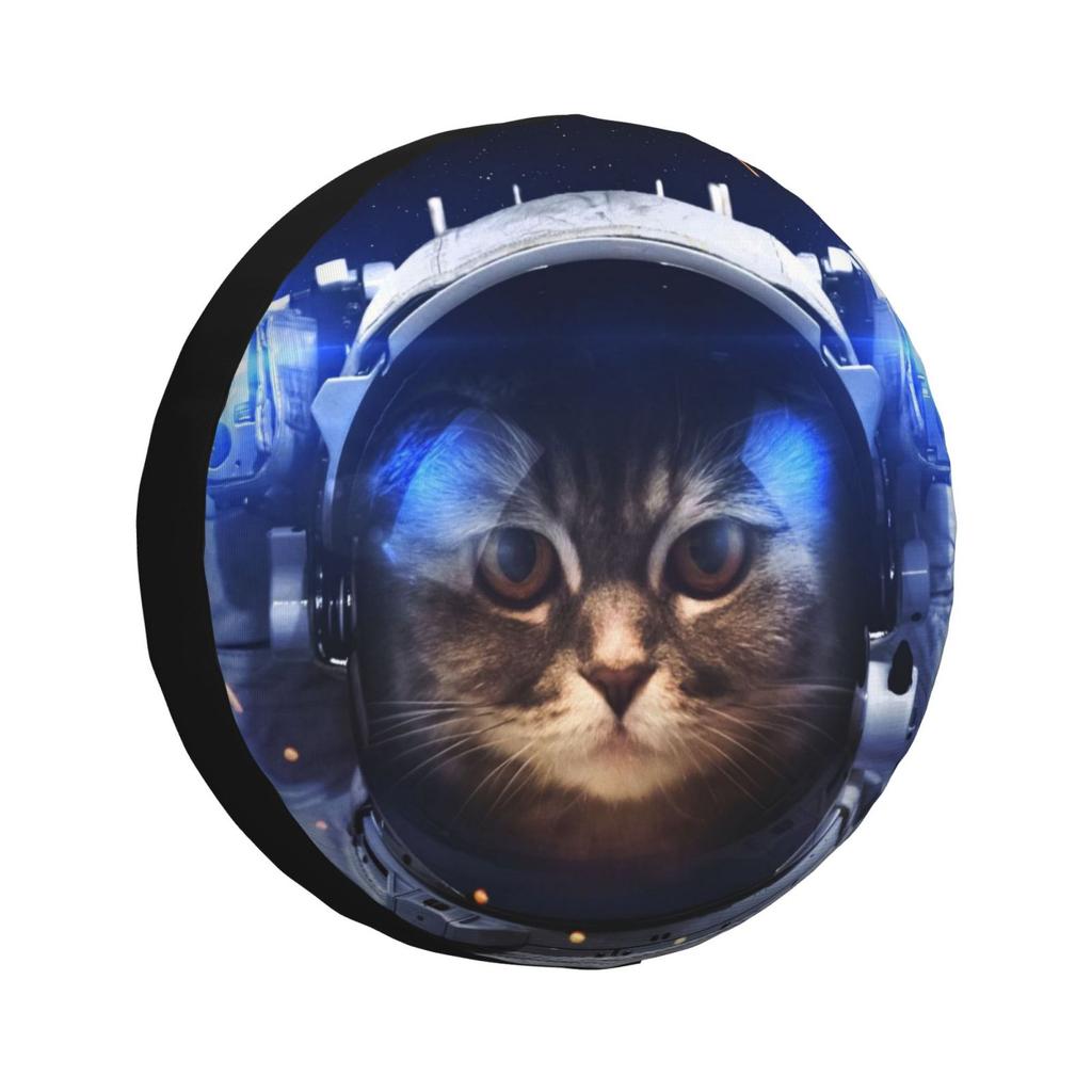 Space Animal Cat Spare Tire Cover Universal 4WD 4x4SUV Wheel Protective Cover Automotive Accessories 14 15 16 17 Inches