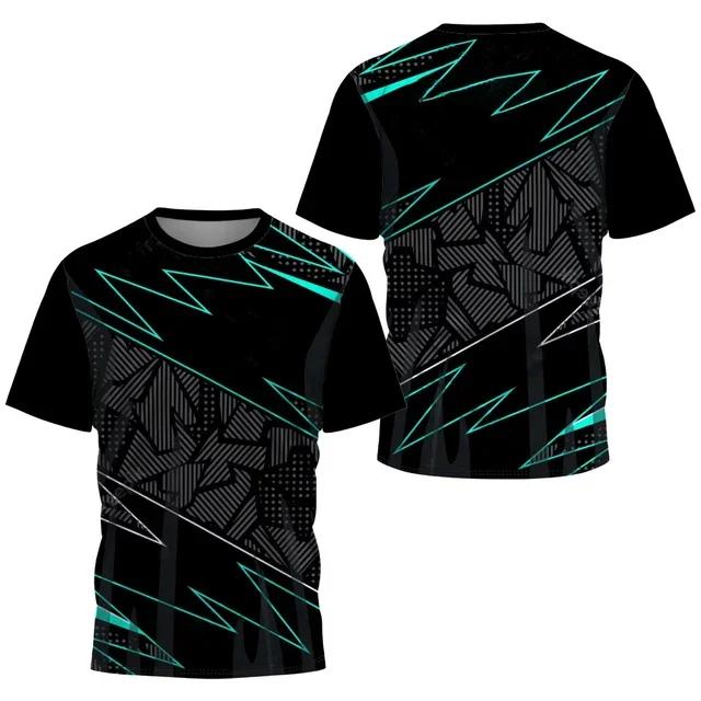 Fashion Gradient Stripe Print T Shirt For Men Badminton Table Tennis Training Clothing Summer Tops Casual O-neck Sports T-Shirts