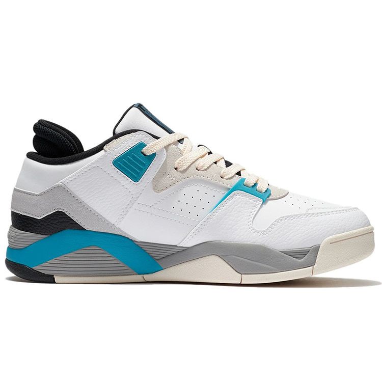 Li-Ning Non-Slip Wear-Resistant Low-Top Retro Basketball Shoes Men Sneakers White Blue AGBS031-3