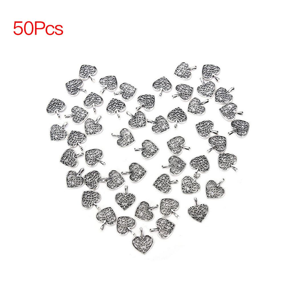50Pcs Hollow Heart Pendant Necklace Bracelet Alloy Pendant Jewelry Decoration
