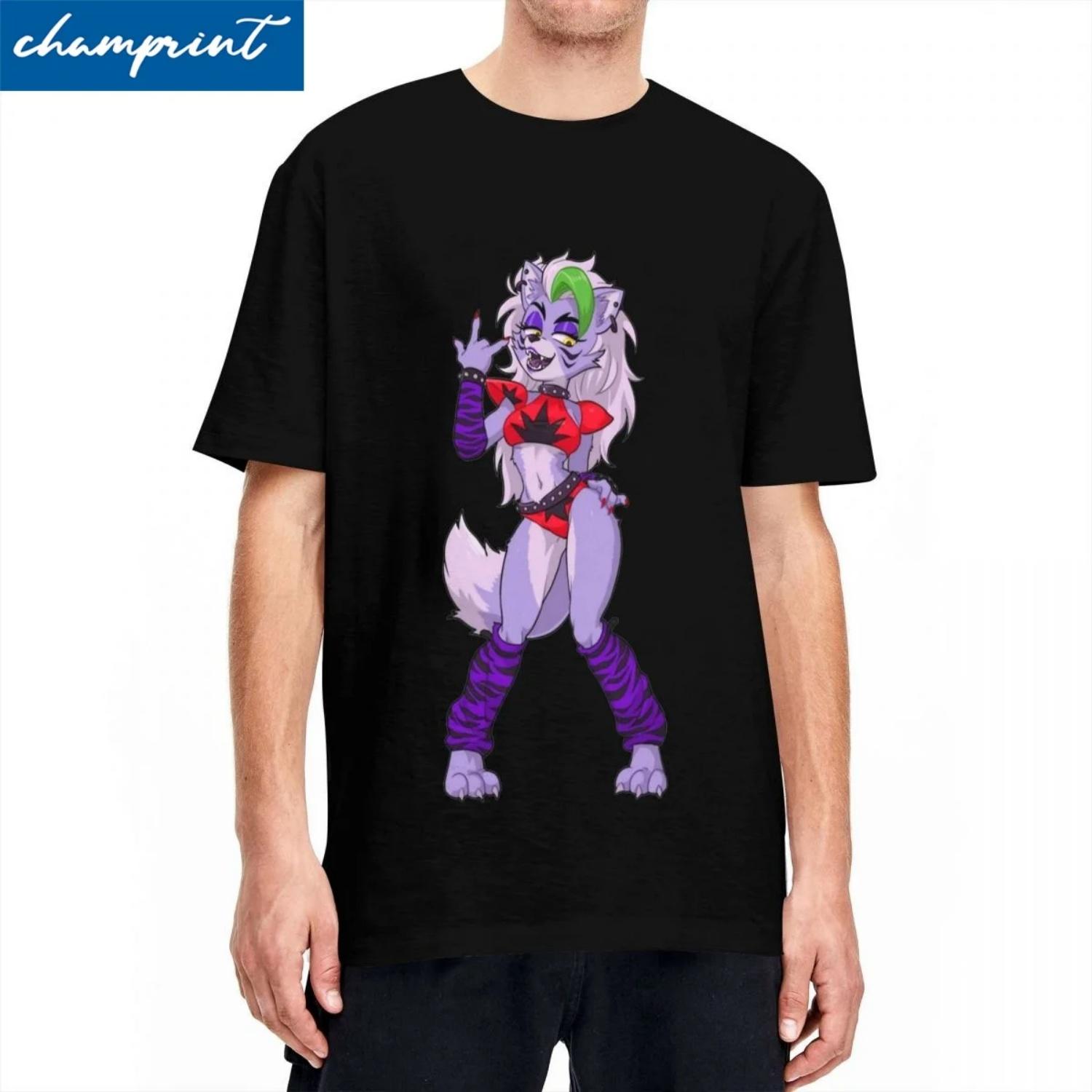 

FNAF Roxanne Wolf T-Shirt for Men Women Funny Cotton Tee Shirt Crew Neck Short Sleeve T Shirts Plus Size Tops S чёрный