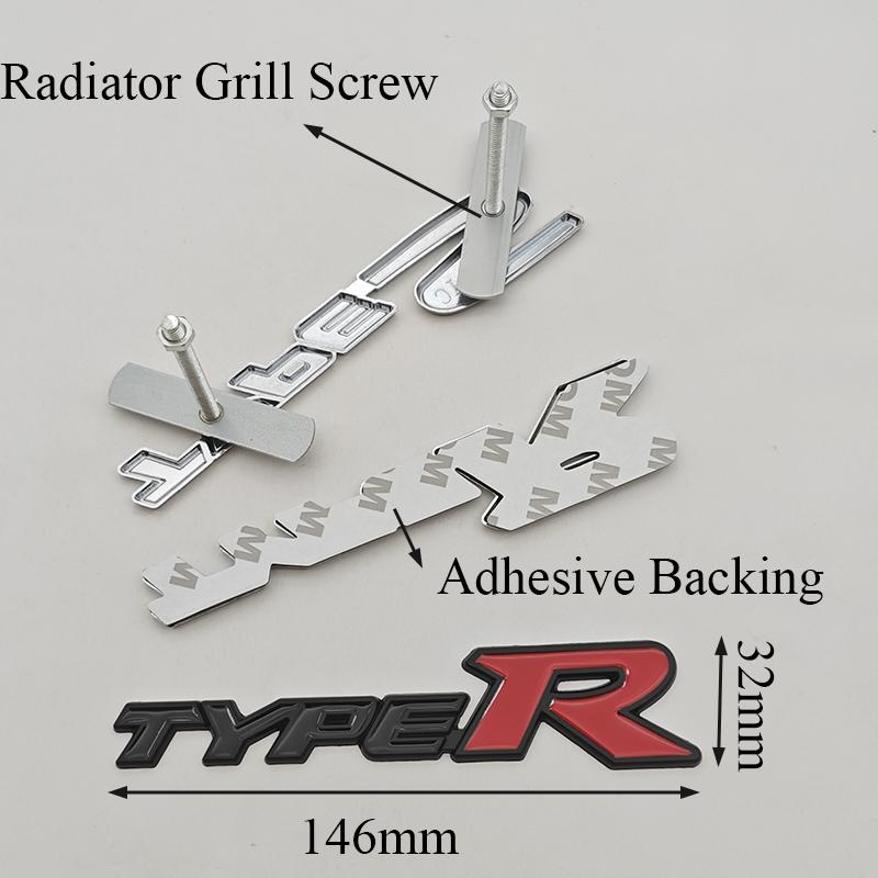 3D Metal Type R S Logo Front Grill Badge Rear Trunk Emblem Sticker Decals For Honda Civic TYPER CRV Accord Fit Car Accessories