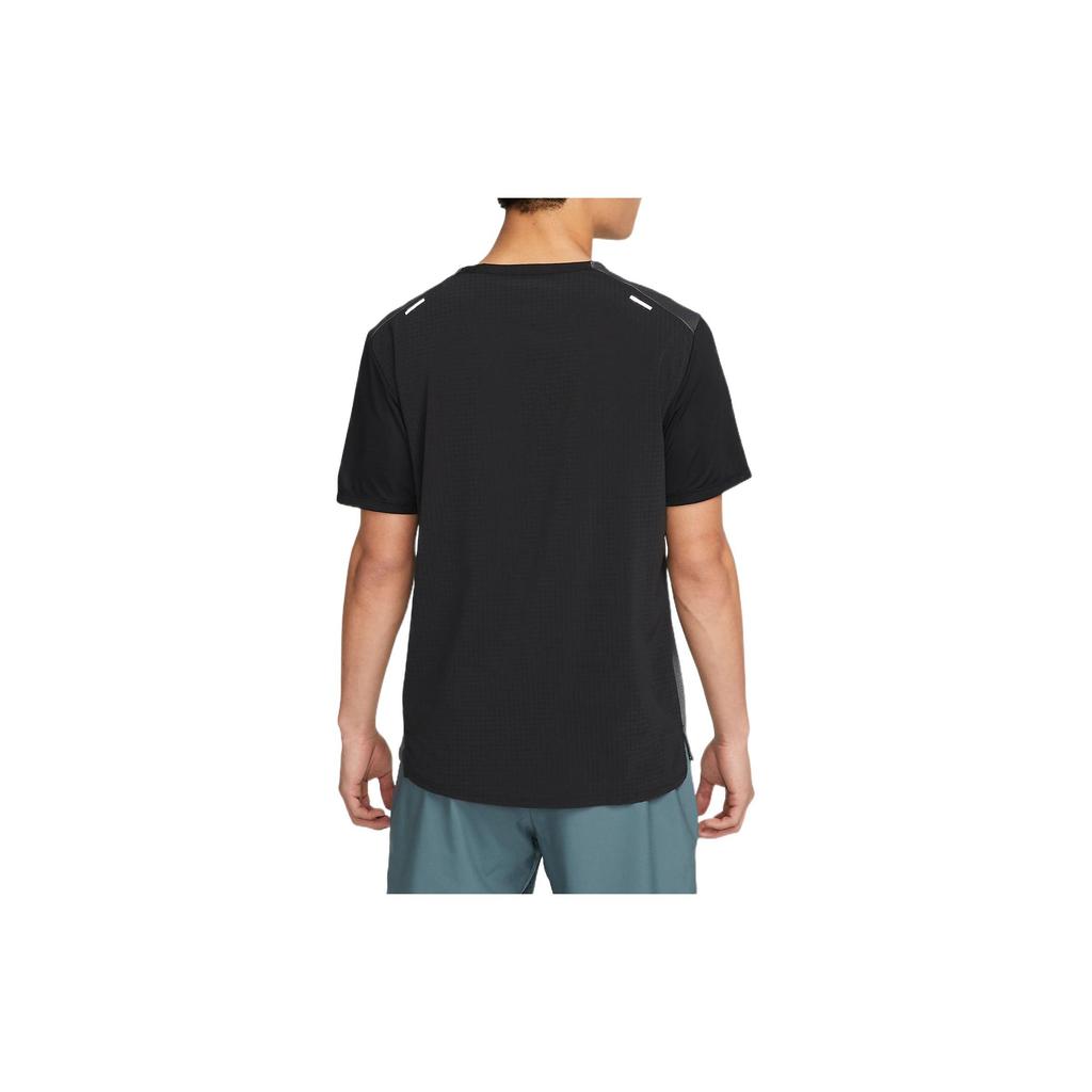 Nike Colorblock Lauf-Trainings-Atmungsaktives Rundhals-Kurzarm-T-Shirt Herren-Tops Schwarz Grau DM4647-010