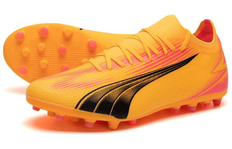 Puma Ultra Match Comfortable Round Toe MG Multi Ground Cushioning Soccer Shoes Men's Yellow Red 107756-03