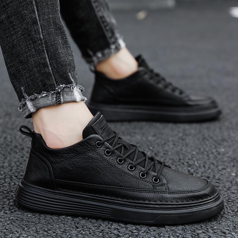 Summer new business dress British casual sports board shoes black leather shoes