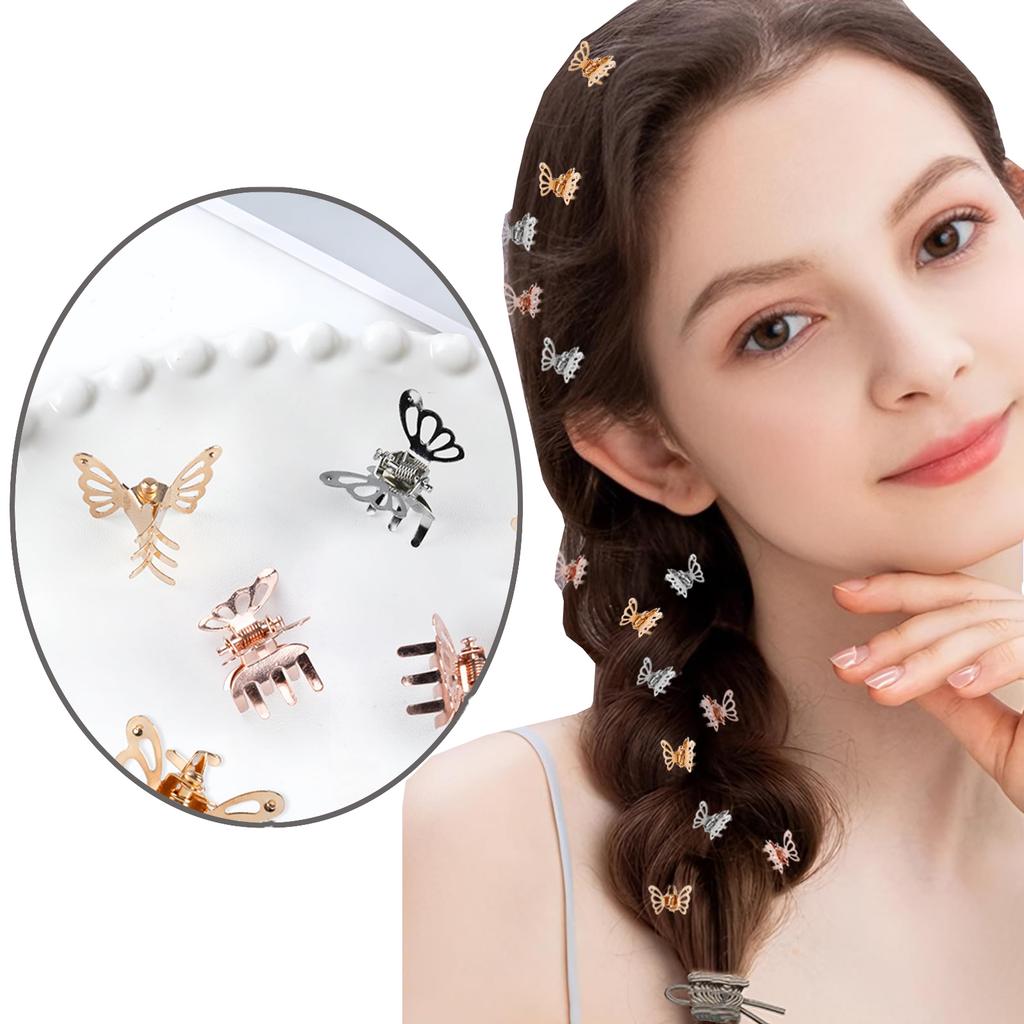 20 Stück Mini Metall Schmetterling Haarklammern, Hohl Kleine Schmetterling Haarclips, Niedliche Seitenpony Zöpfe Haarspangen für Damen Mädchen Haarschmuck